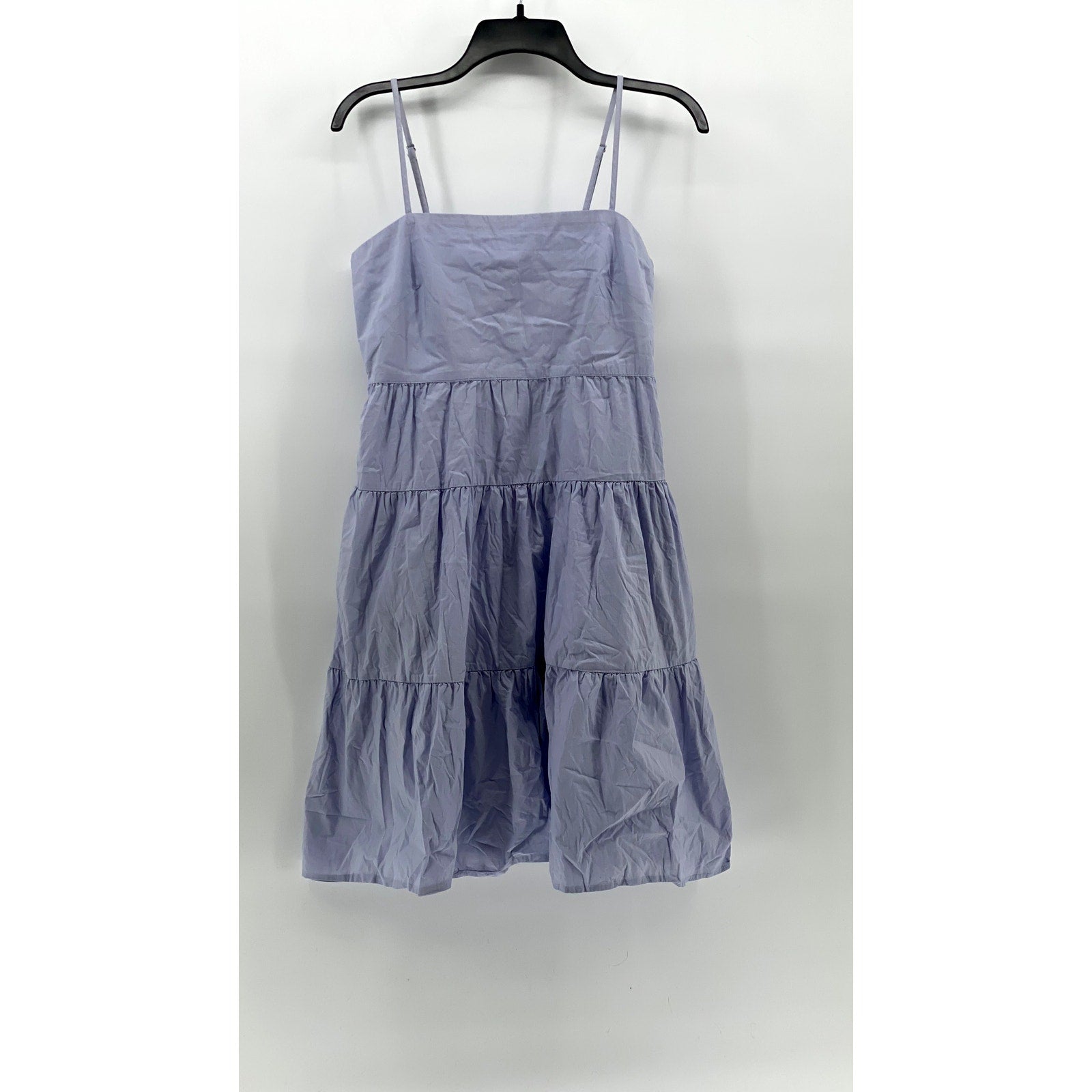 GAP Women's Lilac Straight-Neck Spaghetti Strap Tiered A-Line Mini Dress SZ 2