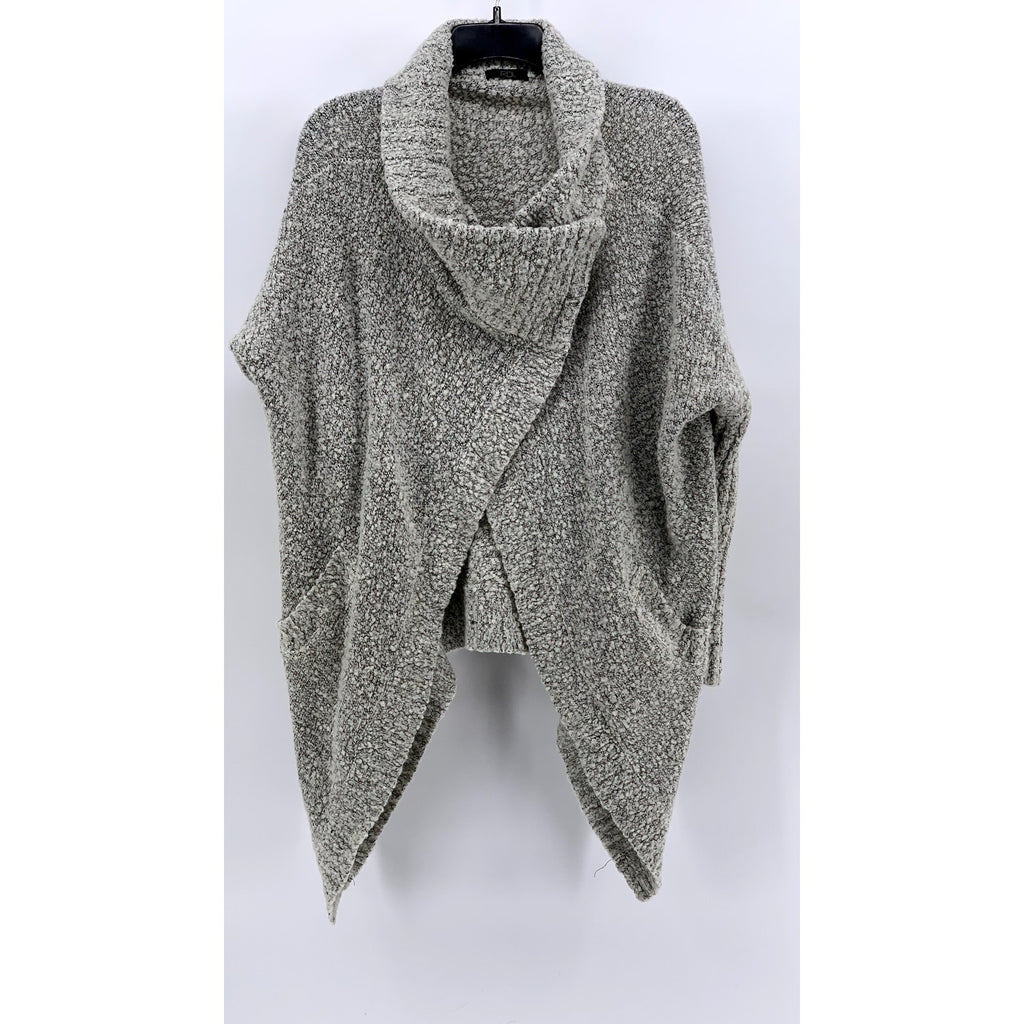 RDI Women's Gray Marled Cowl-Neck Asymmetrical Poncho SZ L