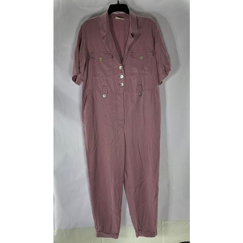 NATIVE YOUTH Women's Purple Half-Button The Amelia Elbow Sleeve Jumpsuit SZ S
