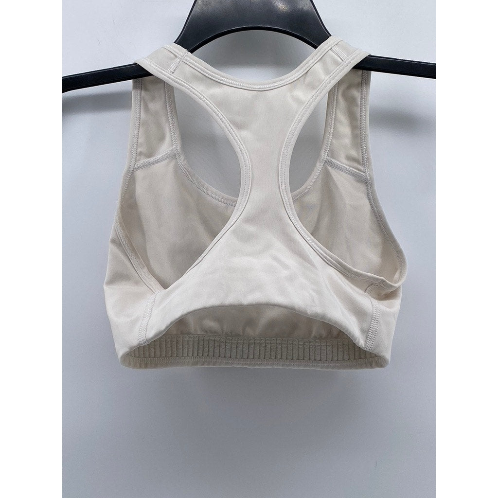 NIKE Women's White-Black Dri-Fit Swoosh Racerback Non-Padded Sports Bra SZ S