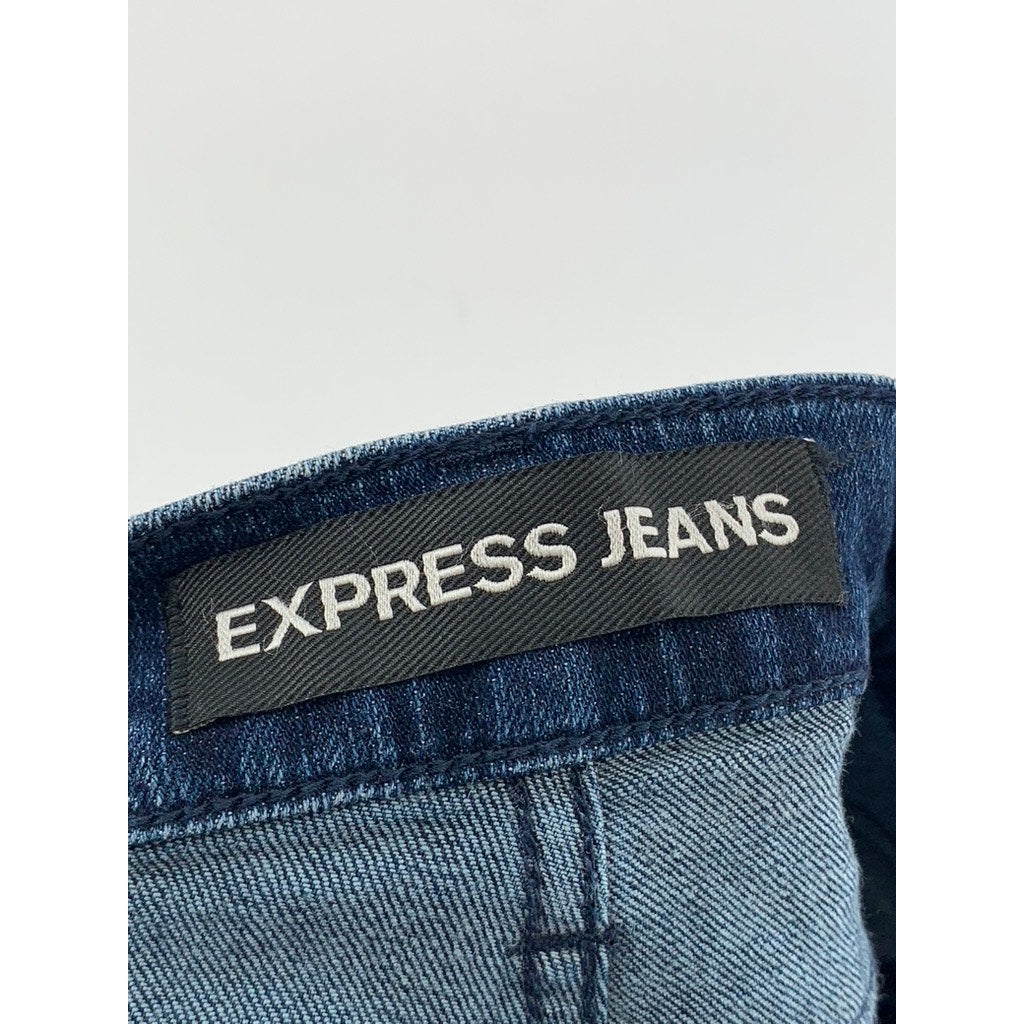 EXPRESS JEANS Women's Blue Denim Distressed Cut-Off Cotton-Blend Shorts SZ 4