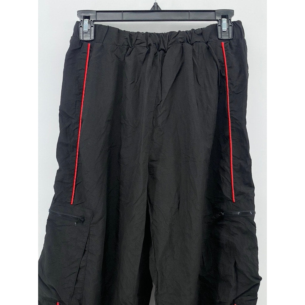 SHIEN Women's Black-Red Striped Pull-On Active Cargo Jogger Pants SZ M(US6)