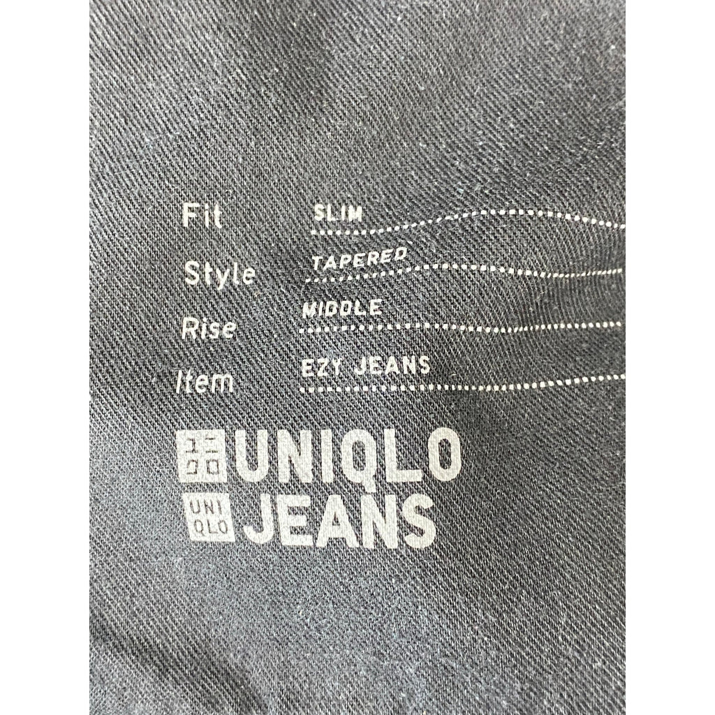 UNIQLO Men's Black Solid Slim-Fit Tapered Leg Mid-Rise Five-Pocket Ezy Jean SZ M