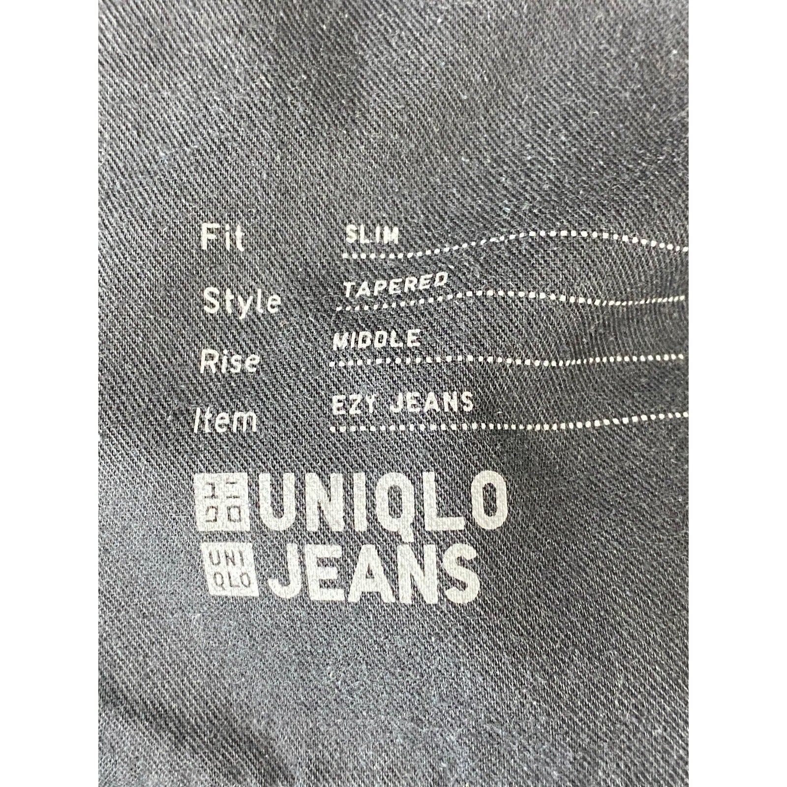 UNIQLO Men's Black Solid Slim-Fit Tapered Leg Mid-Rise Five-Pocket Ezy Jean SZ M