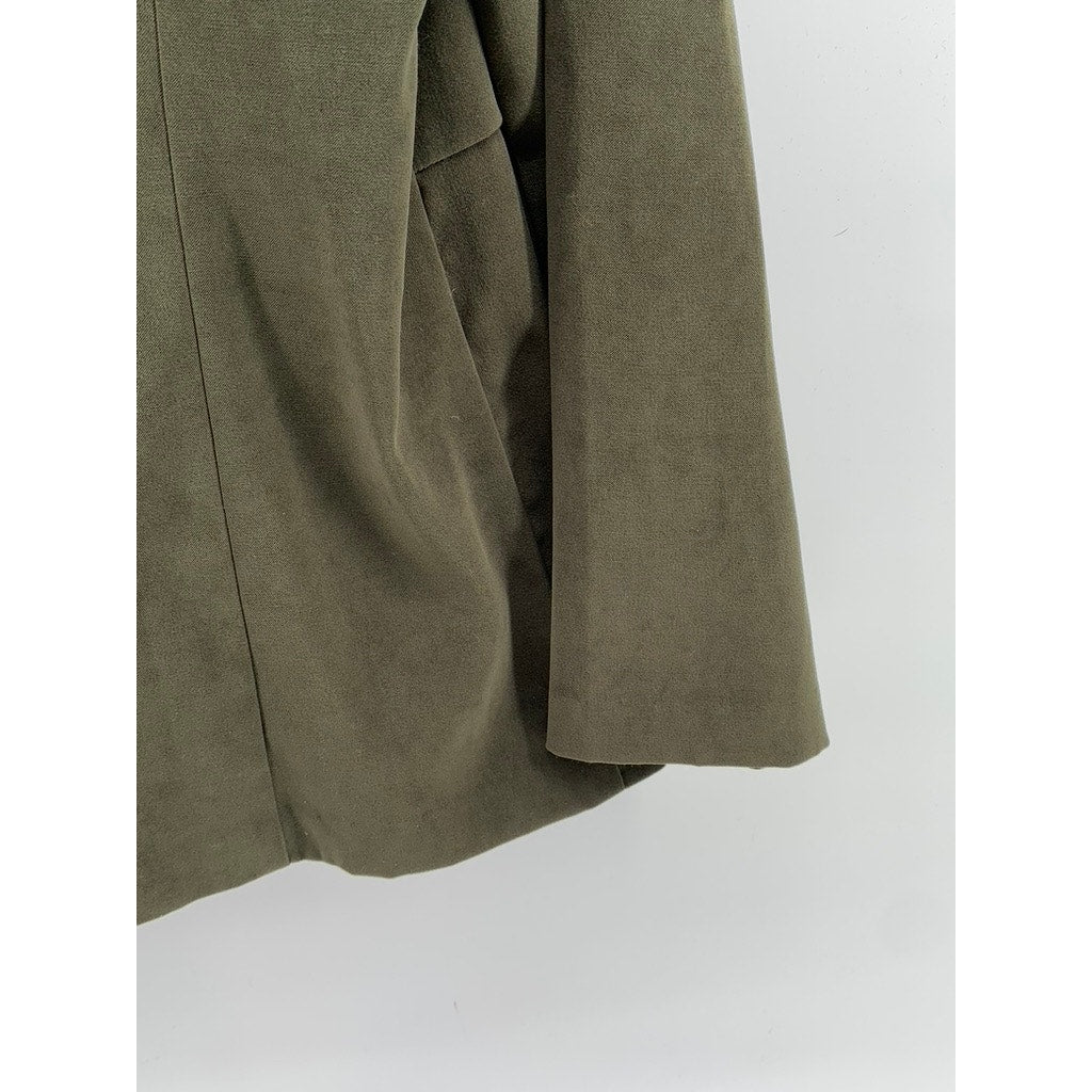 FASHION BUG Women's Vintage Olive Green Three-Button Notch Collar Coat SZ M