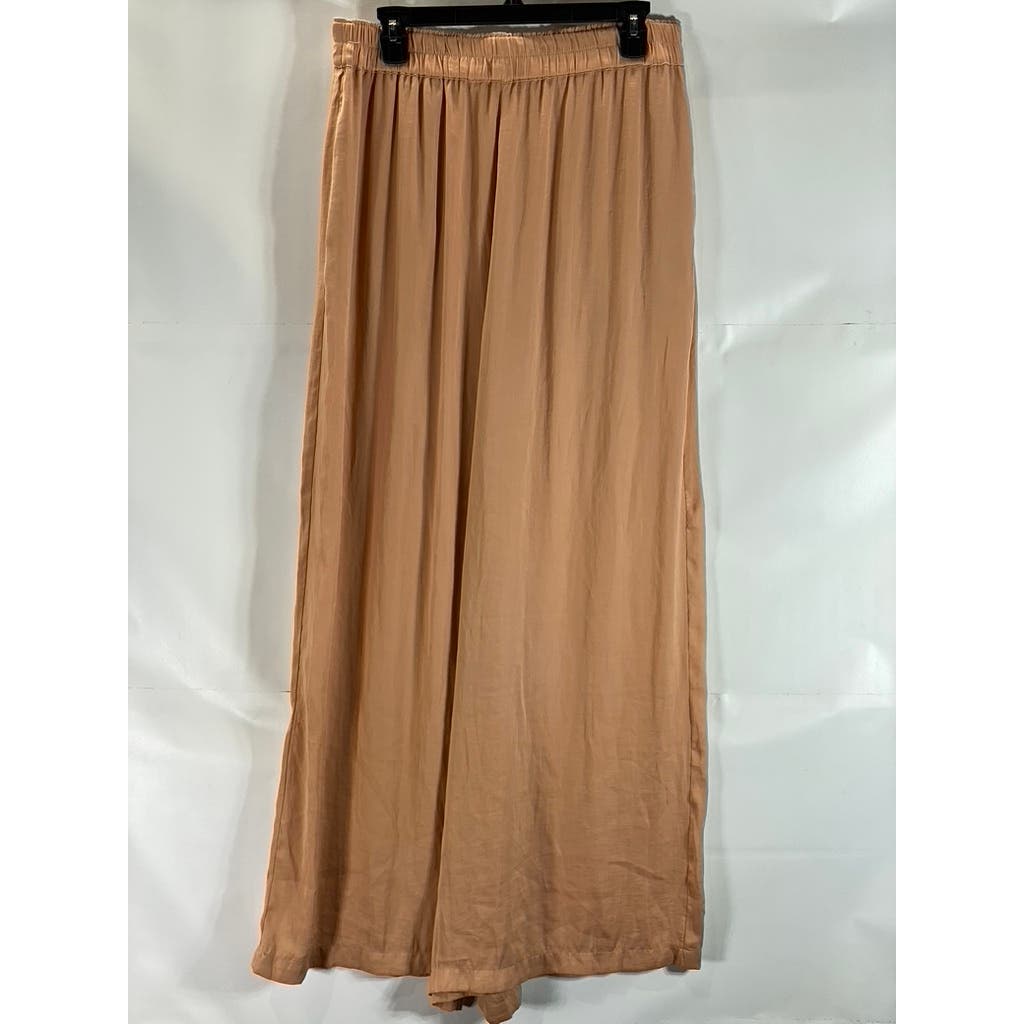 KENDALL & KYLIE Women's Peach Smocked Waist Pull-On Wide-Leg Pants SZ L