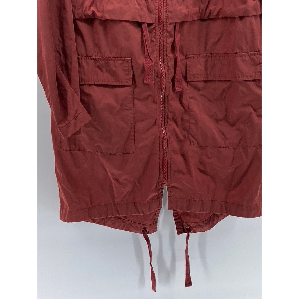 FOREVER 21 Women’s Red Full-Up Drawstring Hem Hooded Jacket SZ S