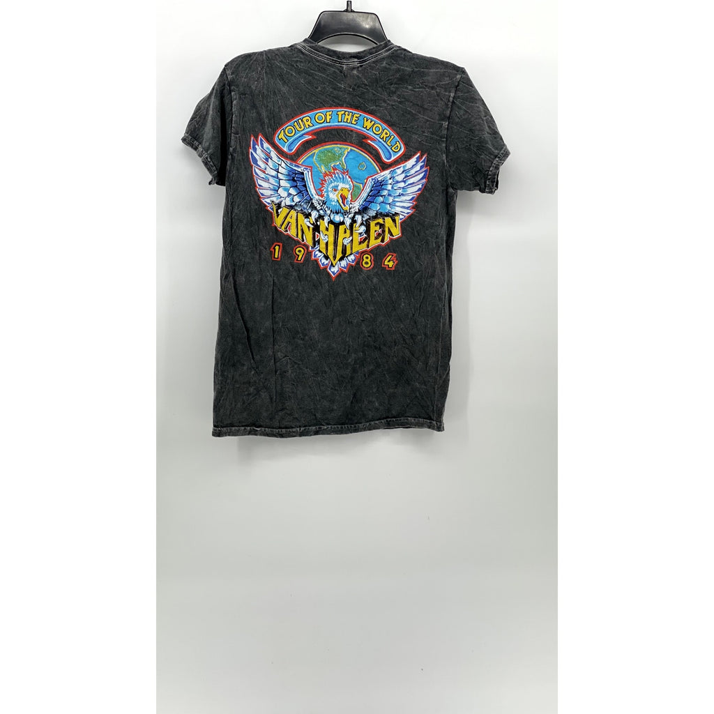 VAN HALEN Men's Acid Washed Black Crewneck Eagle Graphic T-Shirt SZ S