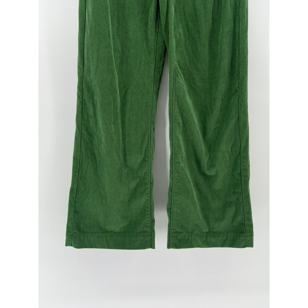 SHEIN Women's Dark Green Corduroy Wide-Leg High-Rise Five-Pocket Pant SZ 6
