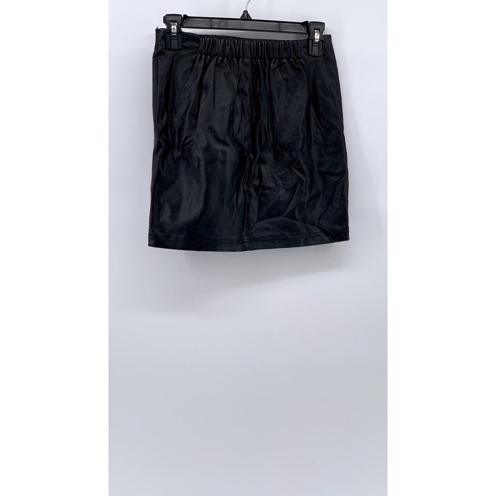 ASOS Women's Black Faux-Leather Straight Grunge Punk Mini Skirt SZ 4