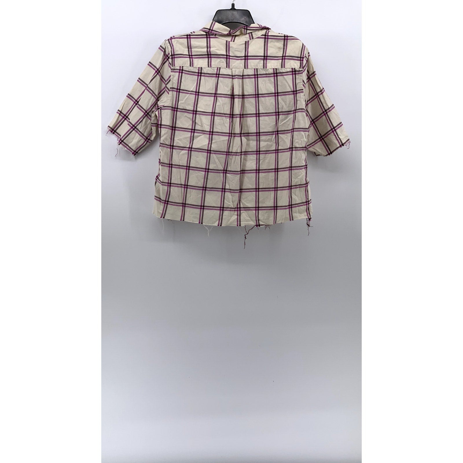 BANANA REPUBLIC Women's Cream-Purple Windowpane Dillon Button-Up Shirt SZ M