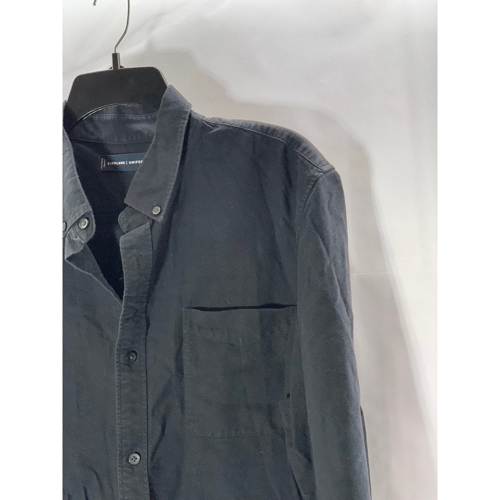 EVERLANE Men's Tall Black Solid Uniform Regular-Fit Button-Up Shirt SZ XL/T