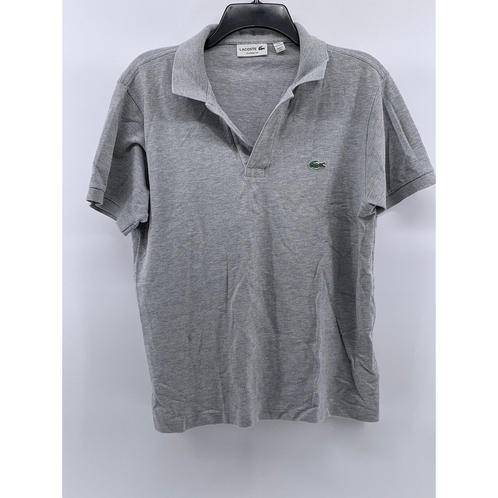 LACOSTE Men's Light Gray Classic-Fit Short Sleeve Polo Shirt SZ M