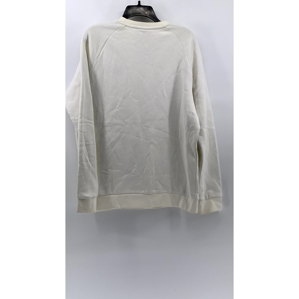 ADIDAS Men's White Embroidered Trefoil Sweatshirt SZ M