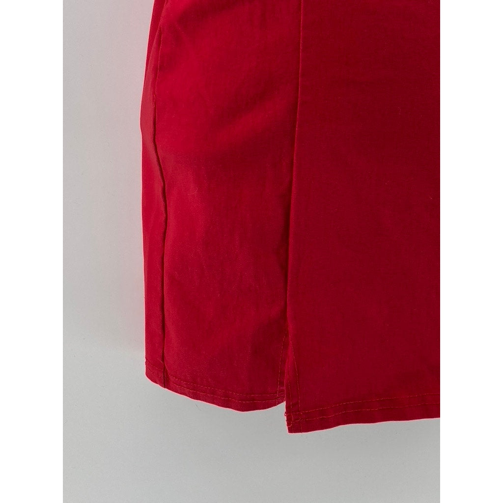 PRETTYLITTLETHING Women's Red Ruched Strapless Bodycon Mini Dress SZ 0