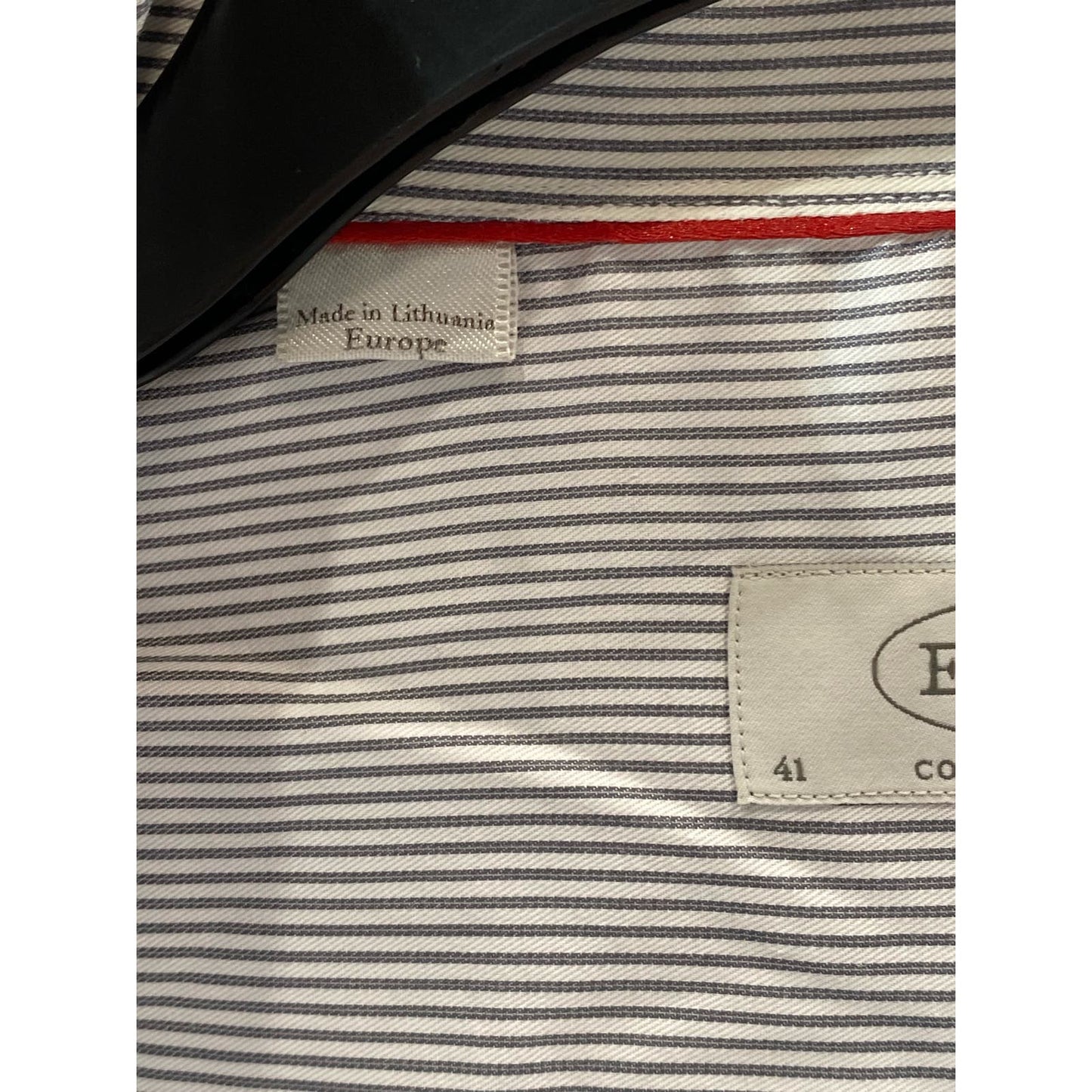 ETON Men's Gray Striped Contemporary-Fit Button-Up Long Sleeve Shirt SZ 16