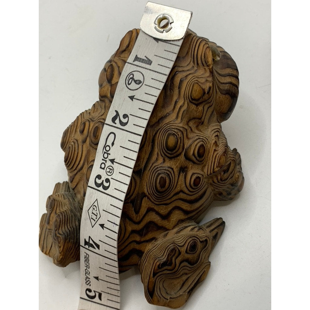 VINTAGE Brown Japanese Wood Carved Toad Set
