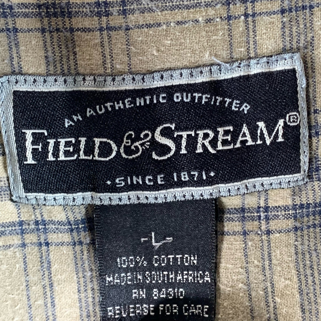 FIELD & STREAM Men's Tan Plaid Regular-Fit Button-Up Short Sleeve Shirt SZ L