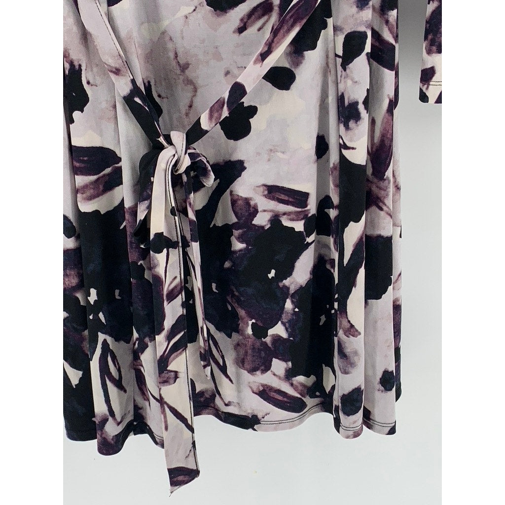 SIMPLY VERA WANG VERA WANG Women's White-Black Printed Faux-Wrap Dress SZ XL