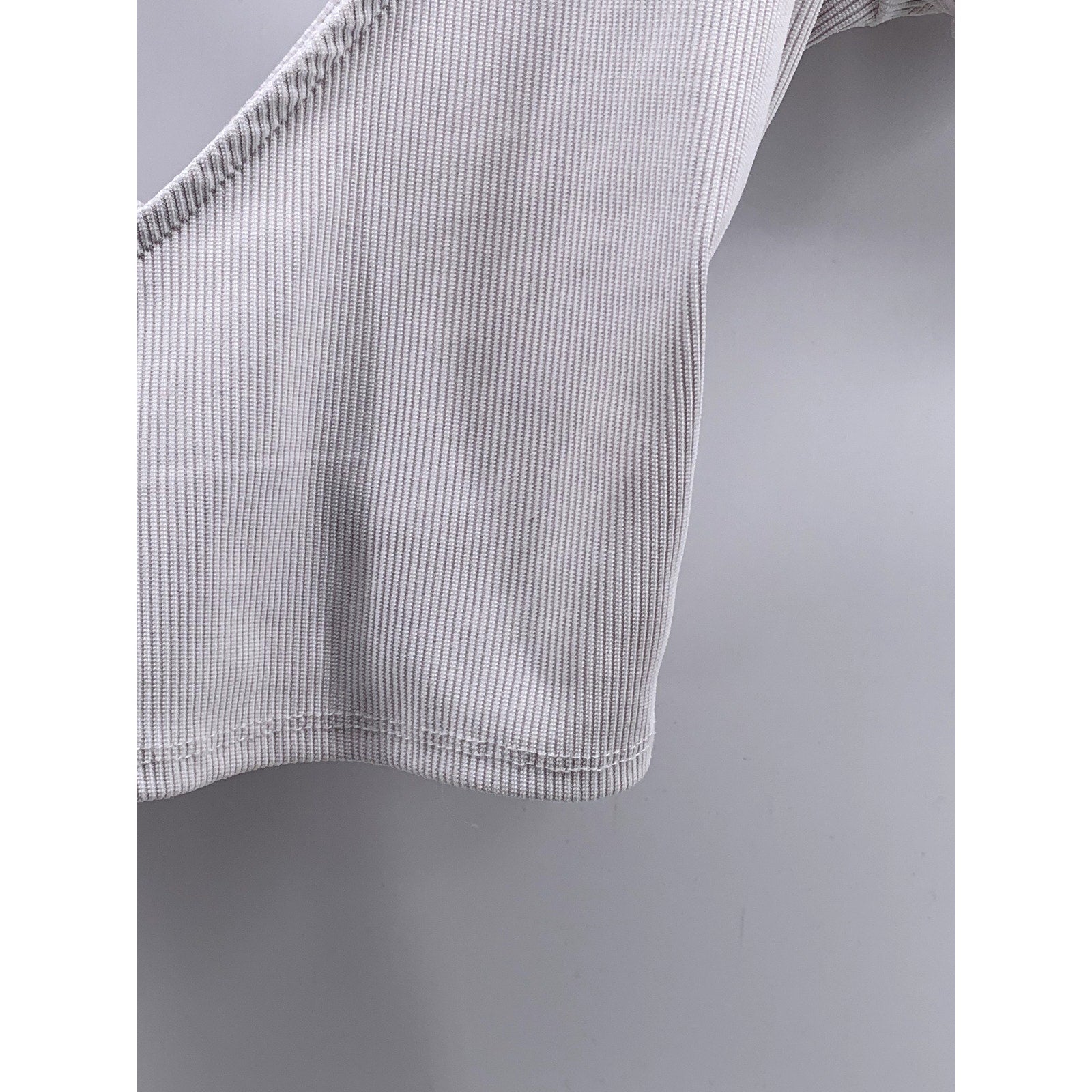 REVAMPED Women's White Ribbed V-Neck Short Sleeve Cropped Wrap Top SZ S