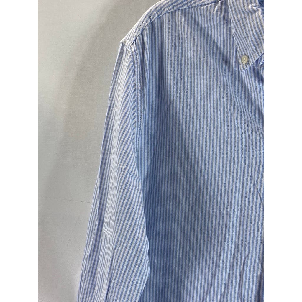 TOMMY HILFIGER Men's Provence Striped Regular-Fit Stretch Oxford Shirt SZ L