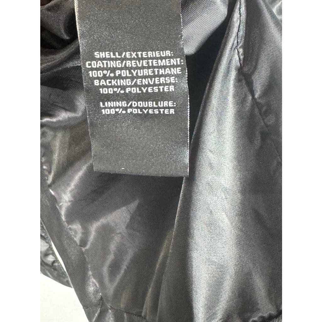 BAGATELLE Women's Black Faux Leather Grunge Chic Open Front Trench Coat SZ S