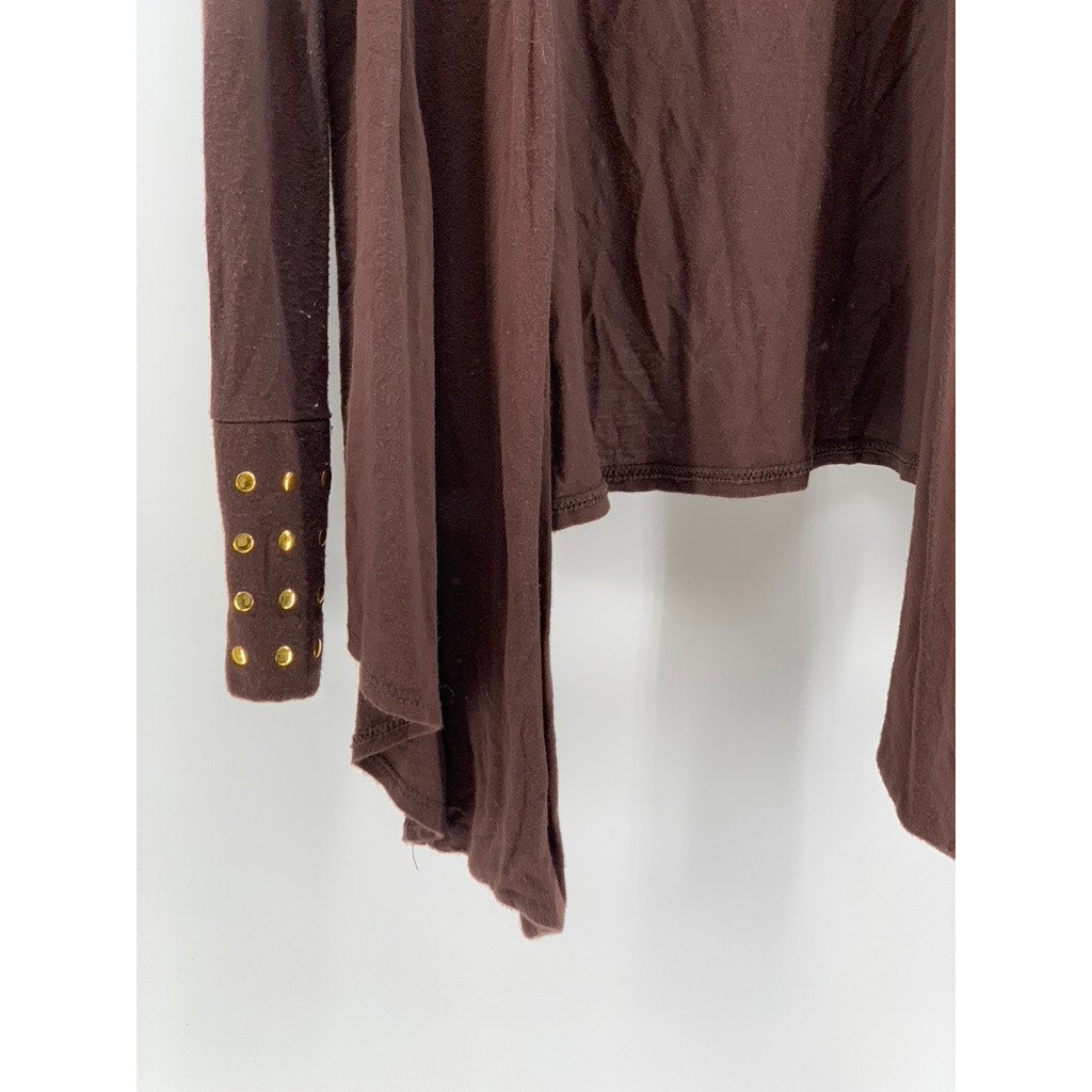 JASON MAXWELL Women's Brown Studded Open Front Cardigan SZ M