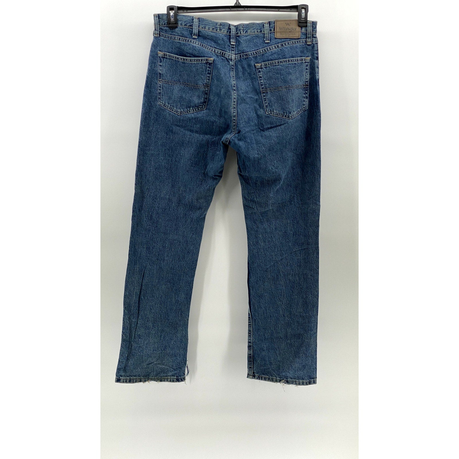 WRANGLER Men's Medium Blue Denim Straight-Leg Five Pocket Jeans SZ 36X32