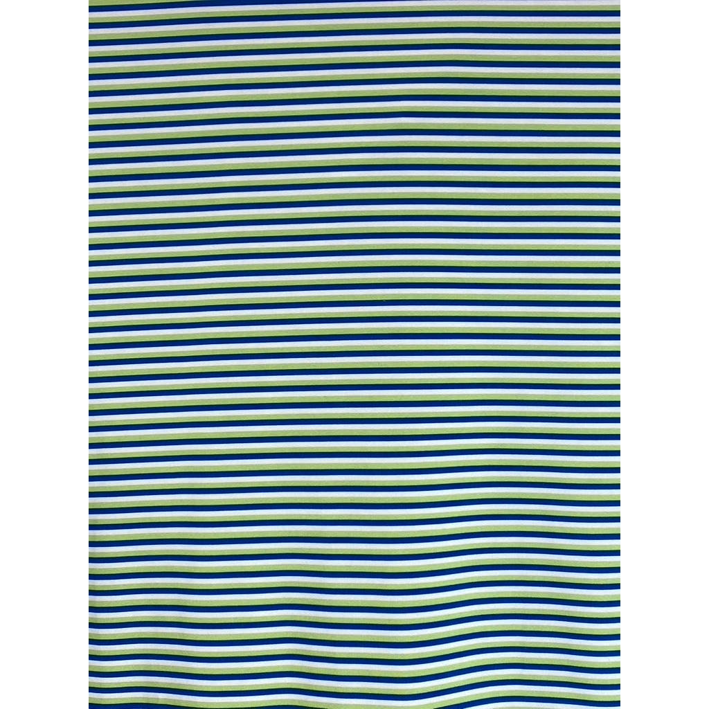 LANDS' END Men's Green/Blue Striped Shoe Graphic Short Sleeve Polo SZ M