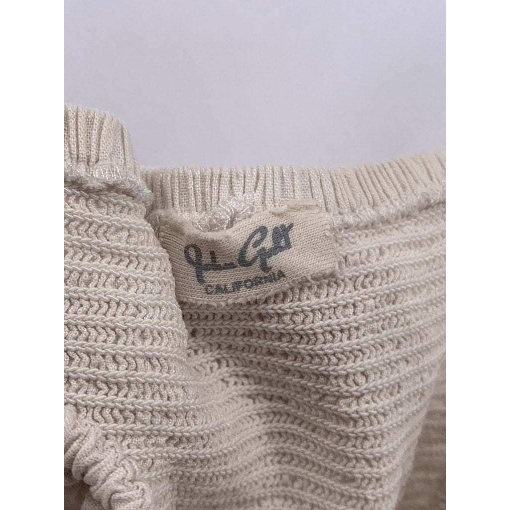 JOHN GALT Women's Off-White Linen-Blend Crop Top SZ OS