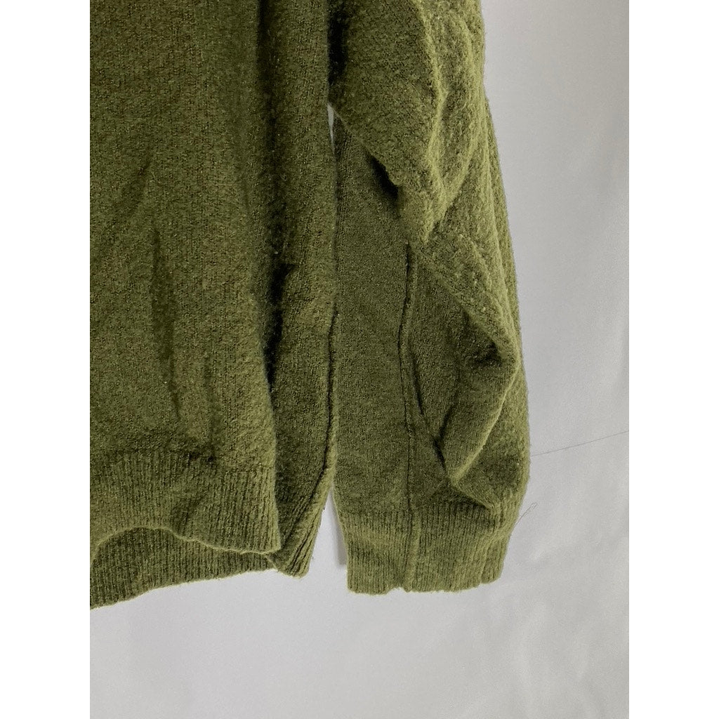 ASOS Women's Olive Green V-Neck Pullover Knit Dropped Shoulder Sweater SZ 2