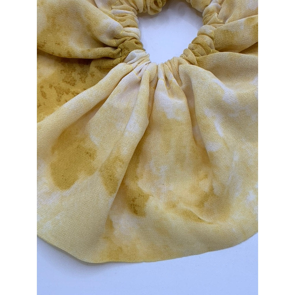 UNBRANDED Women's Yellow Tie Dye Ruffle Hair Scrunchie