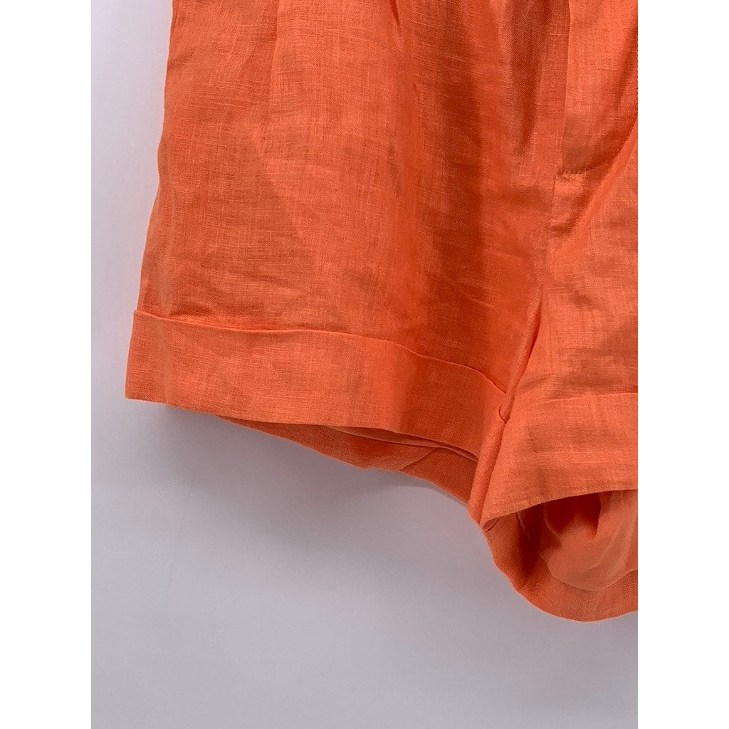 CAMI NYC Women’s Orange Linen High Rise Shorts SZ 10