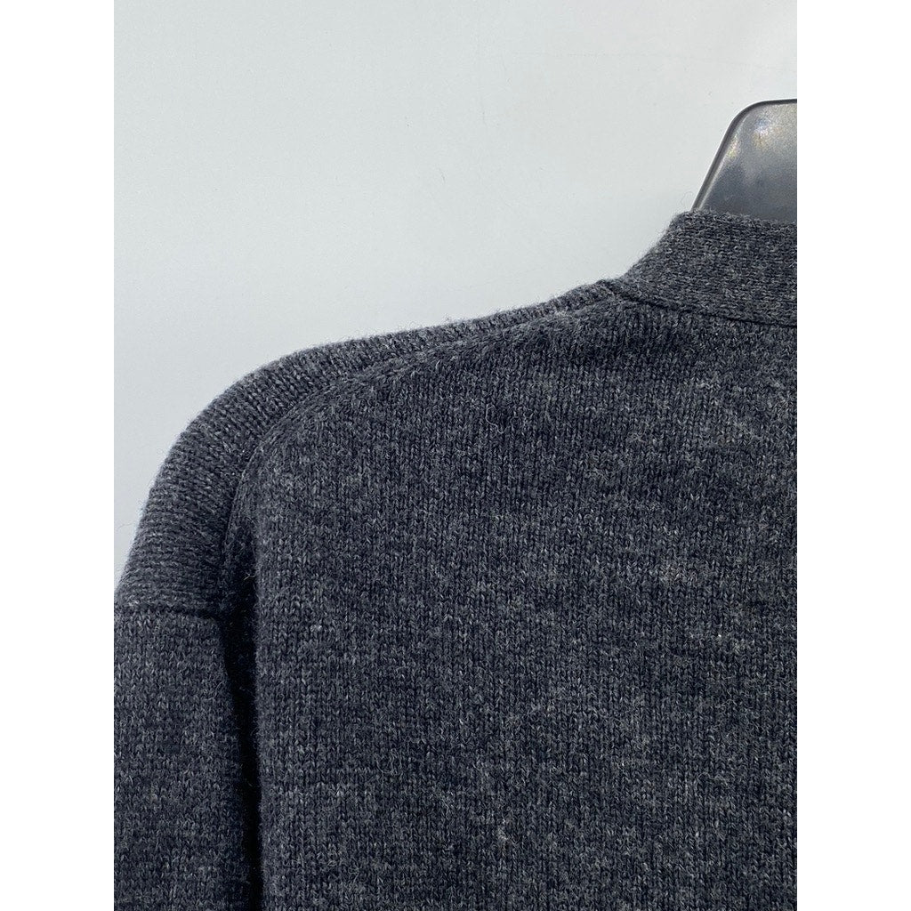 MUJI Men's Charcoal Gray Wool V-Neck Button-Up Long Sleeve Cardigan SZ L