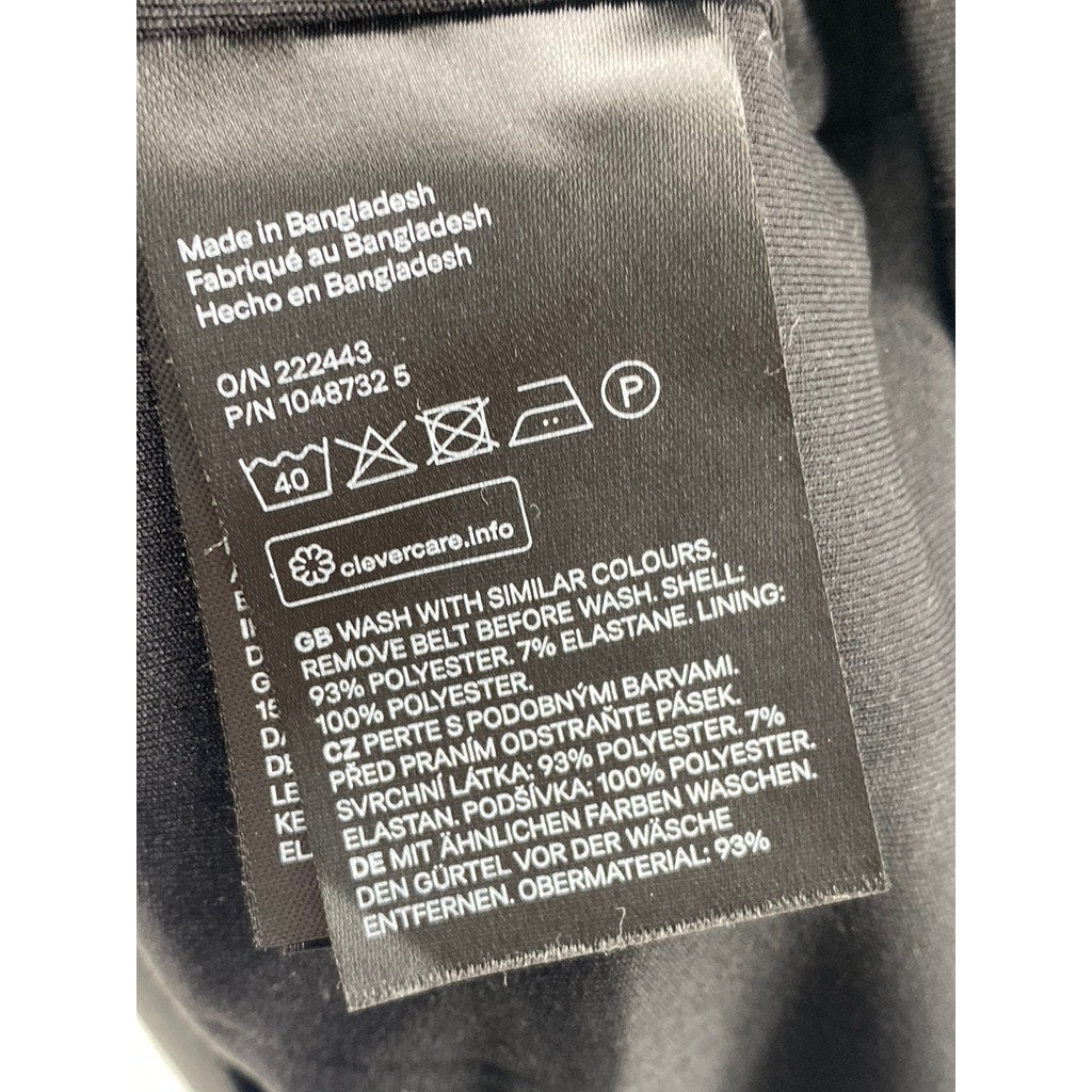 H&M Women's Black Crewneck Short Flutter Sleeves Sheath Knee Length Dress SZ S