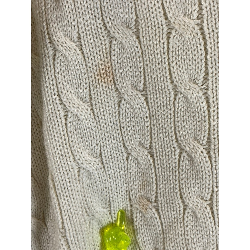 BRANDY MELVILLE Women's Beige V-Neck Cotton-Blend Cable Knit Sweater SZ OS