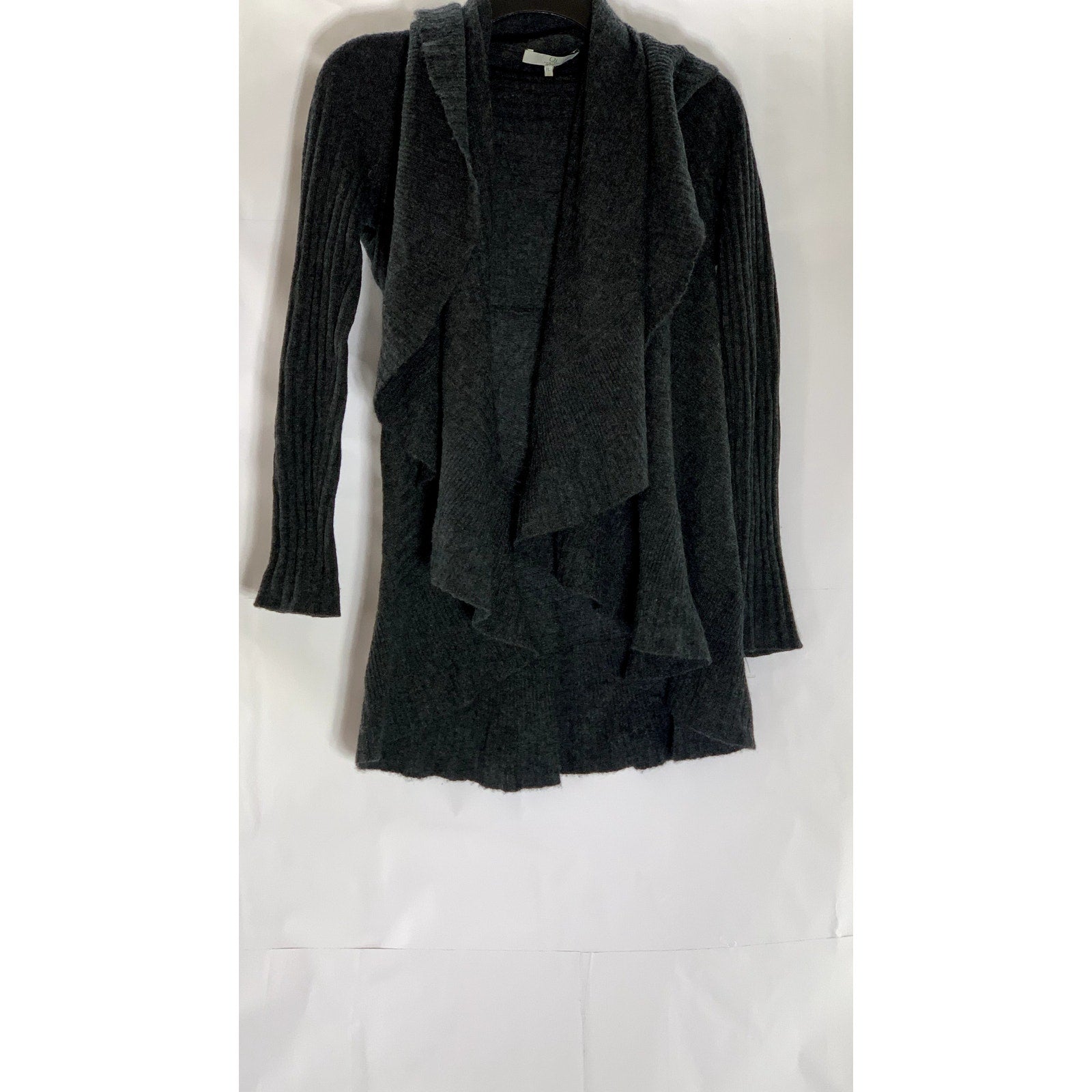QI NEWYORK Women's Petite Dark Gray Drapey Open-Front Cashmere Cardigan SZ P/L