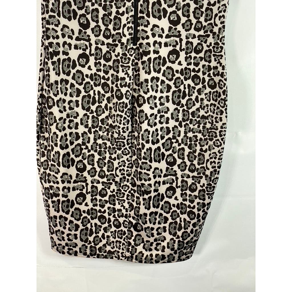 BAR III Women's Black/White Animal Print Scoop-Neck Sleeveless Dress SZ 2XL