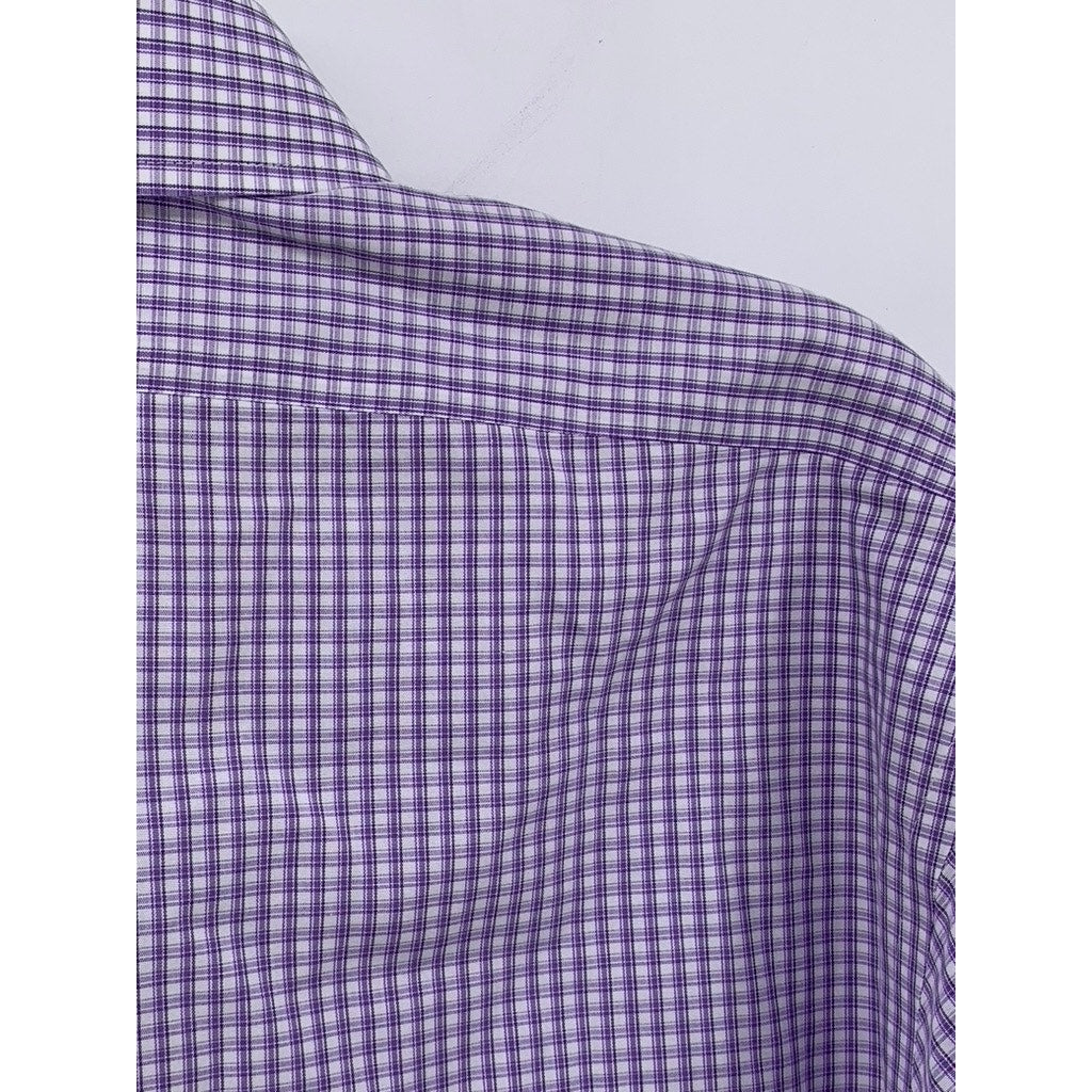 BROOKS BROTHERS Men's Purple Mini Check Button-Up Regent Shirt SZ 16/34
