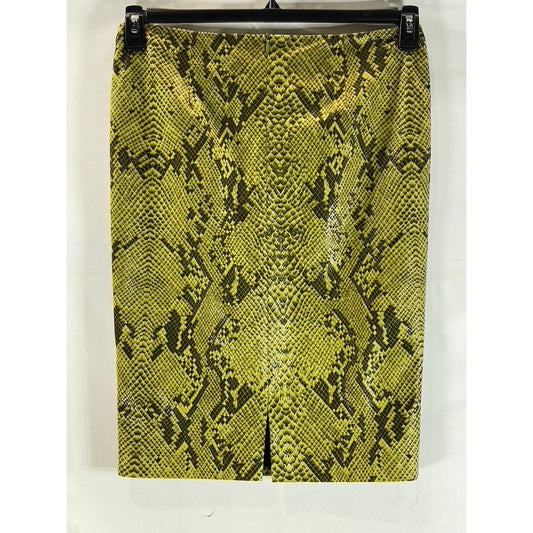 OLGA MARTINEZ BARCELONA Women's Yellow Snake Print Straight Skirt SZ M