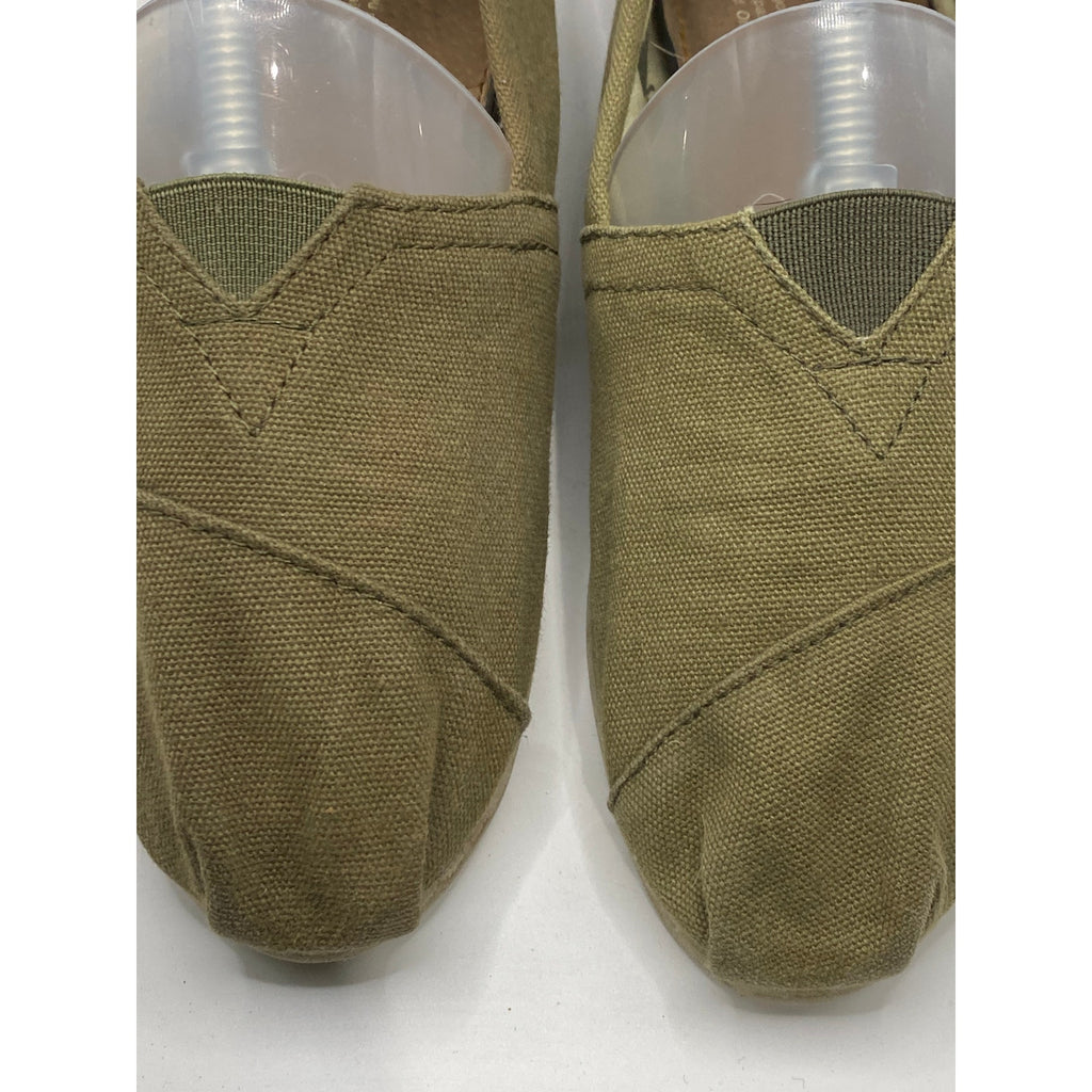 TOMS Women's Olive Green Classic Slip-On Round-Toe Alpargata Canvas Shoes SZ 7
