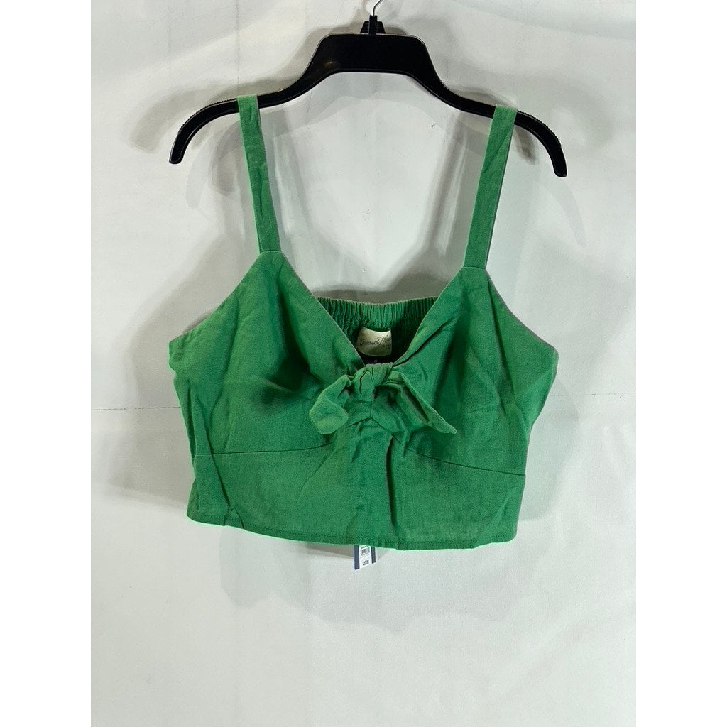 UNIVERSAL THREAD Women's Dark Green Tie-Front Adjustable Strap Crop Top SZ M