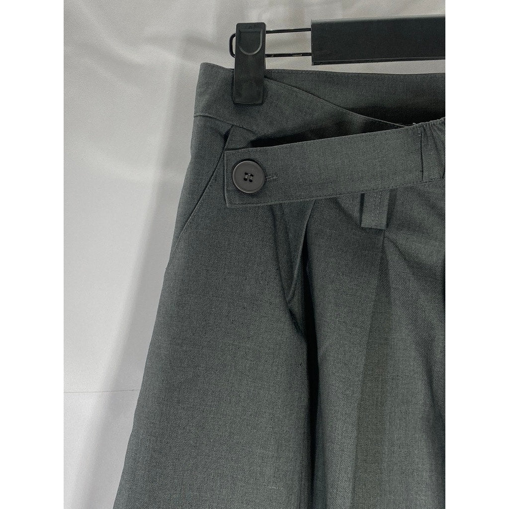 DUIBIDU Dress Visuals Women's Gray Asymmetrical Pleated A-Line Midi Skirt SZ M