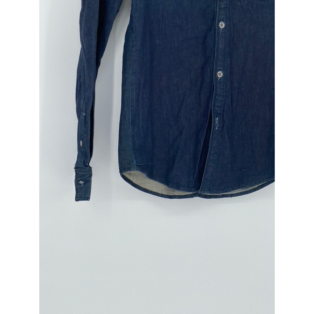 CALVIN KLEIN JEANS Men’s Navy Blue Denim Button-Up Long Sleeve Shirt SZ S