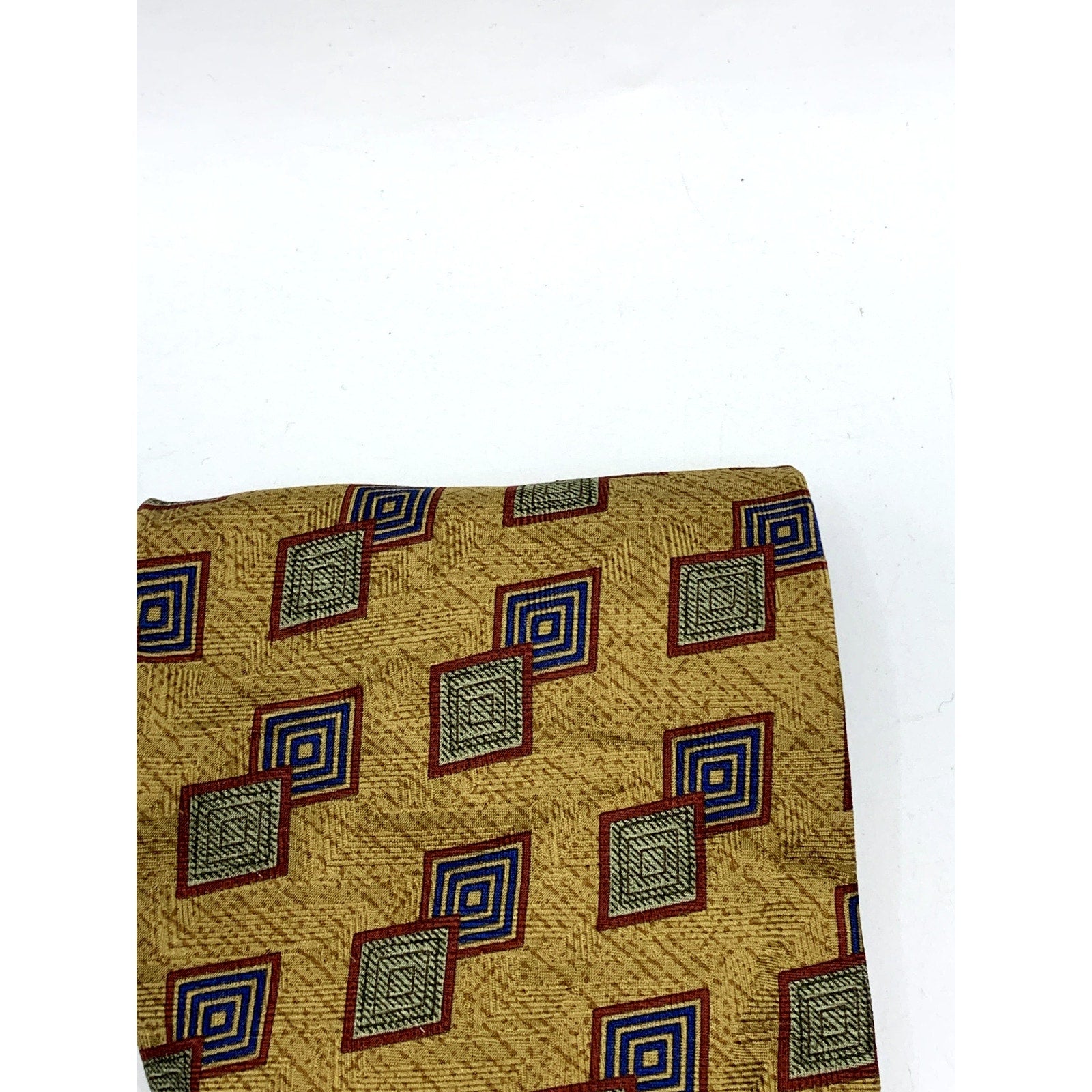 CALVIN KLEIN Men's Vintage 90's Geometric Yellow Silk USA Regular Tie OS