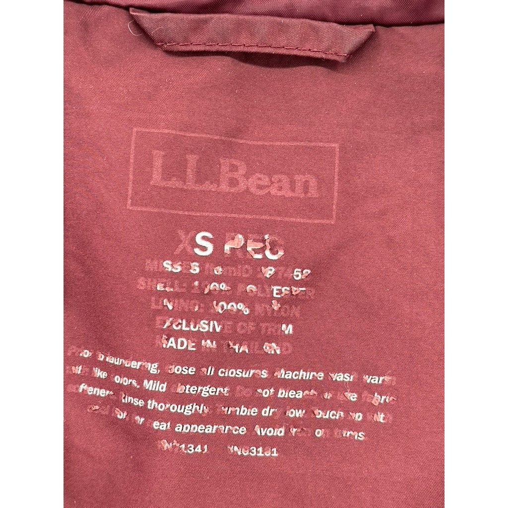 L.L. BEAN Women's Burgundy Regular-Fit Snap-Button Zip-Up Hooded Coat SZ XS