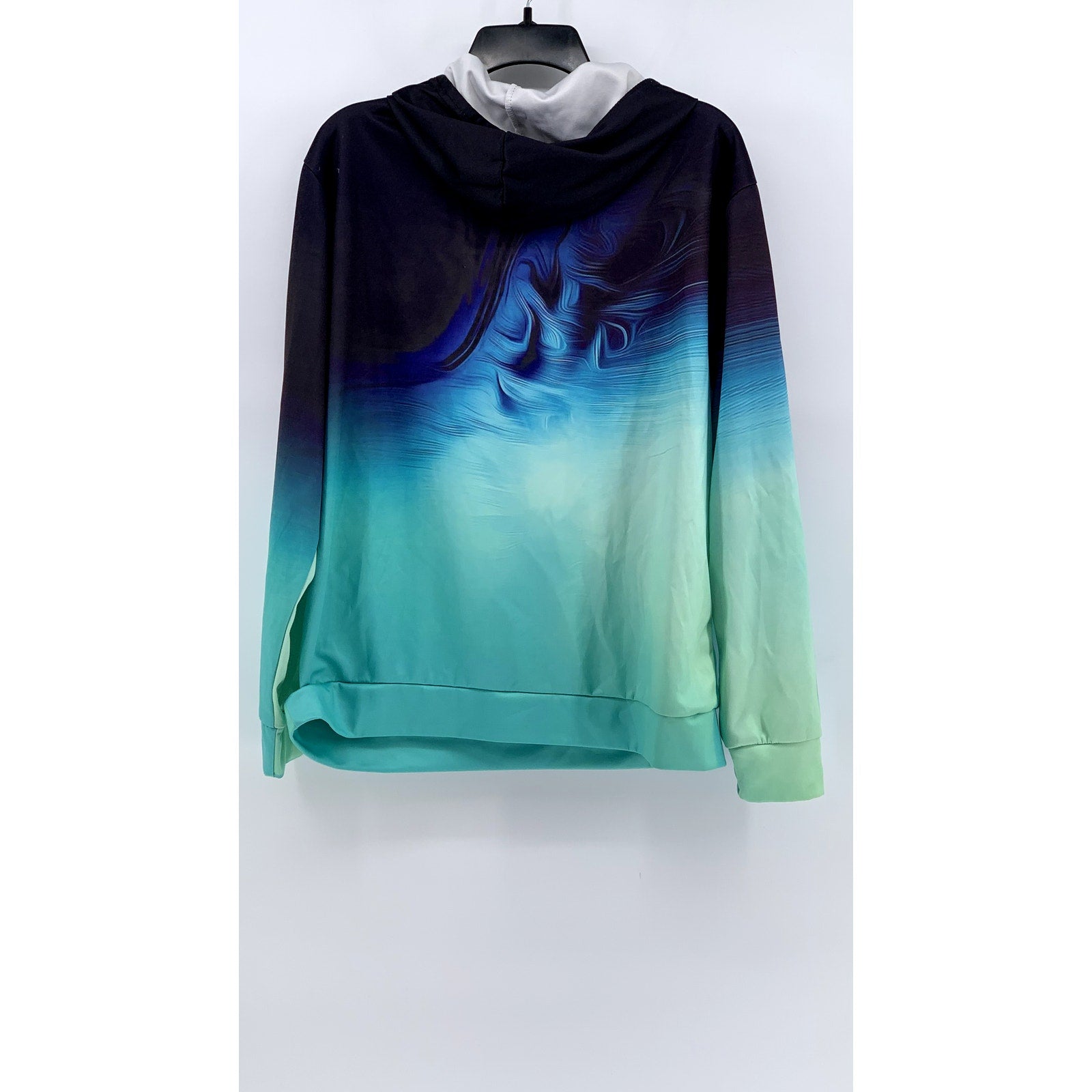 UNBRANDED Women's Blue-Green Swirl Print Oversized Hoodie SZ M