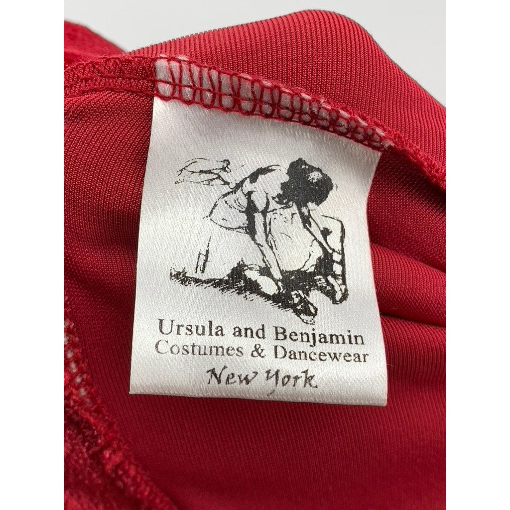 URSULA & BENJAMIN Women's Red Shimmer Pull-Up High Rise Straight Leg Pant SZ S