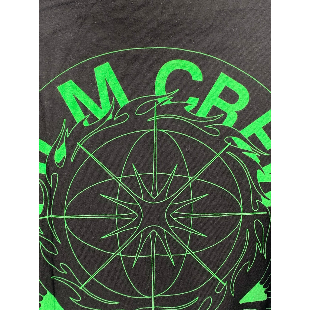 ALSTYLE Men's Black-Green Film Crew Logo Long Sleeve Classic T-Shirt SZ L