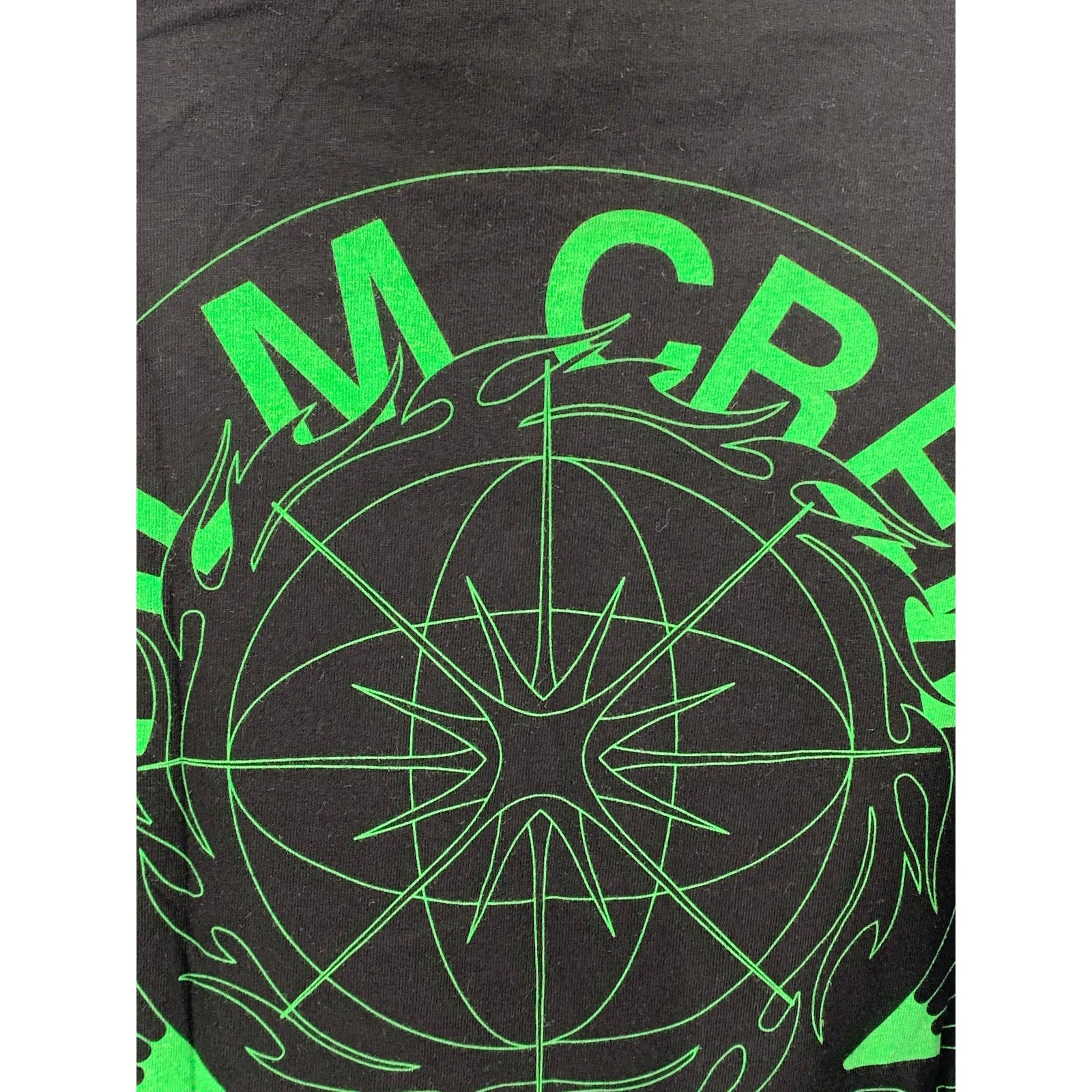 ALSTYLE Men's Black-Green Film Crew Logo Long Sleeve Classic T-Shirt SZ L